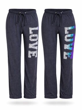 2 Pair Rue21 Black Joggers with White LOVE Graphic